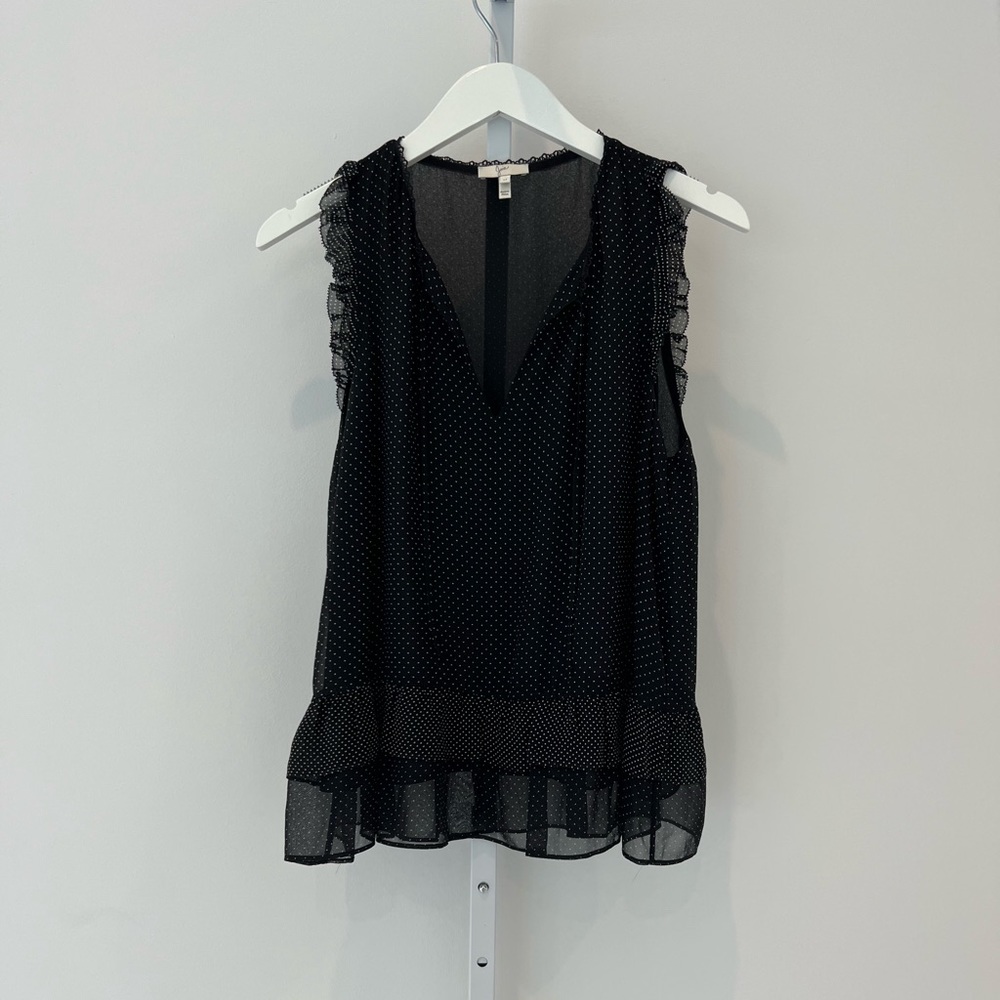 JOIE BLACK SILK POLKA DOT TOP SIZE MEDIUM NWOTS!